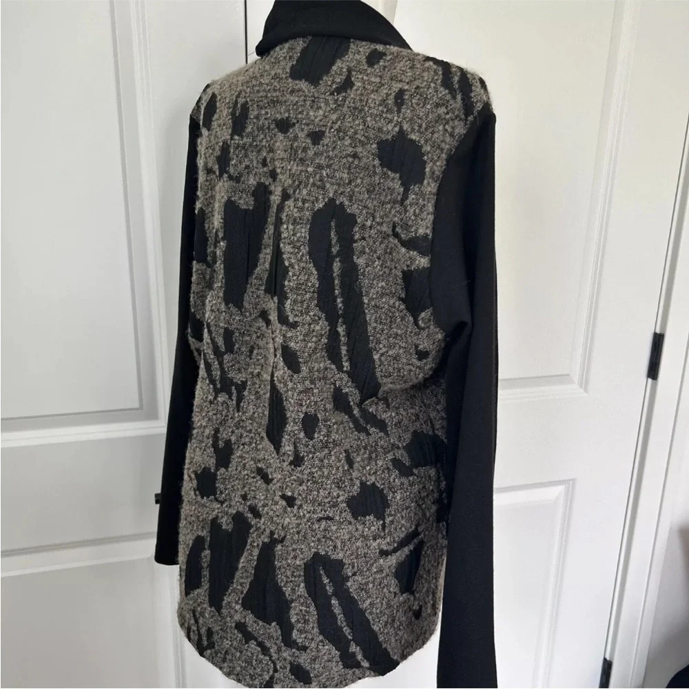 Amazing ART OF CLOTH size XL Wool Alpaca Blend Jacket w/ Hand Dyed Jersey Trim
